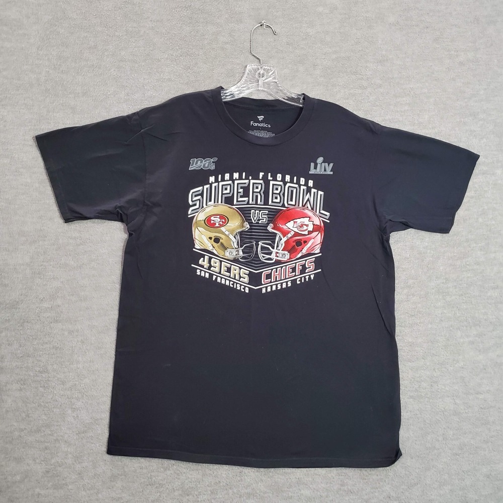 Kansas City Chiefs Men Shirt L Black 49ers Super Bowl‎ LIV Miami FL Fanatics